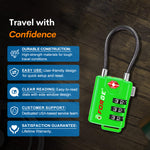 Forge TSA Approved Cable Luggage Lock with Easy-to-Read Dials (Eagle Series, Green Pack)