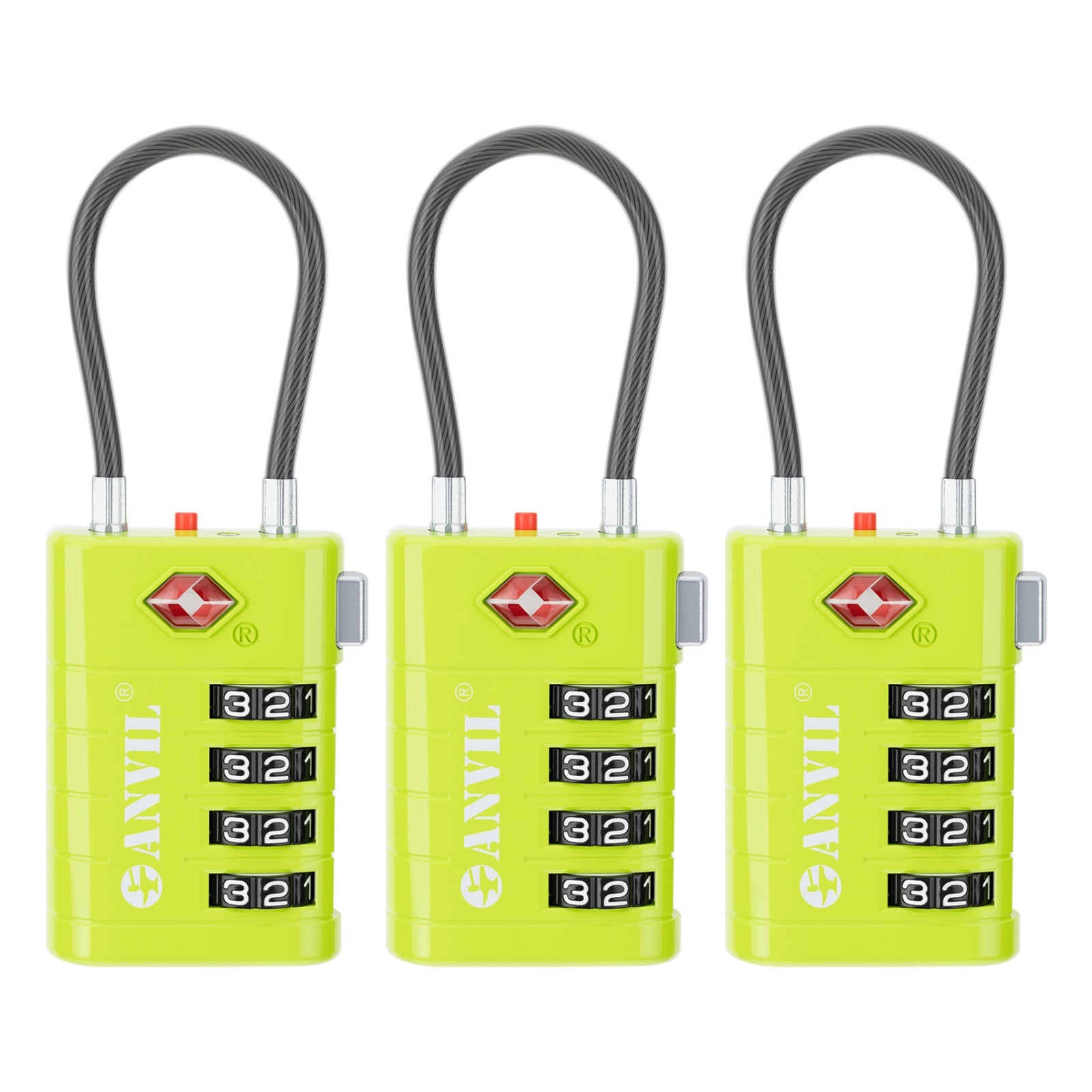 4-Digit TSA Approved Luggage Lock – TSA008 Core with Alert Indicator (Grass Green Pack)