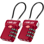 TSA Approved 3-Digit Combination Cable Lock (Red Pack) - LockSelect 