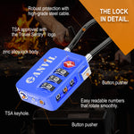 4-Digit TSA Luggage Lock – TSA008 Core with Alert Indicator (2 Pack, Blue)