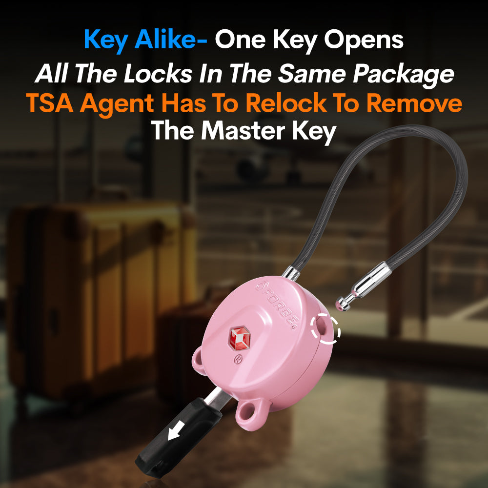 Forge TSA006 Dimple Key Cable Locks (Koala Series, Pink 2 Pack)