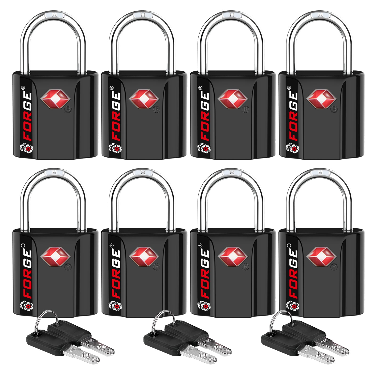 Forge TSA Approved Key Locks for Travel - Compact Alloy (OX Series, Black Pack)