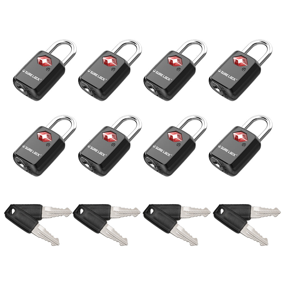 Mini TSA Approved Keyed Luggage Lock – One Key Opens All (Black Pack) - LockSelect 