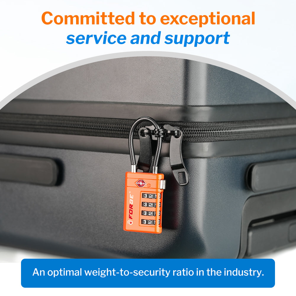 Forge TSA008 4-Digit Luggage Lock with Open Alert (Optimus Series, 4 Colors Pack #2)