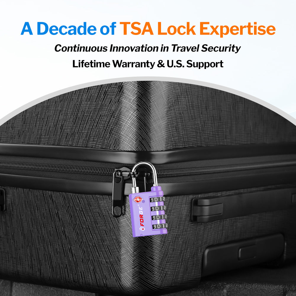 Forge Dual-Opening TSA Lock: Combo & Key Access , Purple Pack