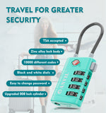 4-Digit TSA Approved Luggage Lock – TSA008 Core with Alert Indicator (Cyan Pack)