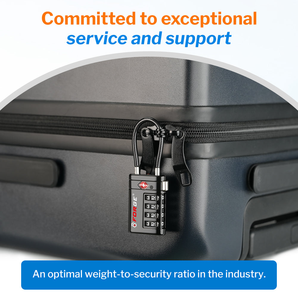 Forge TSA008 4-Digit Luggage Lock with Open Alert (Optimus Series, 4 Colors Pack)