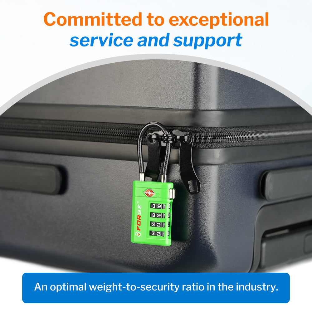 Forge TSA008 4-Digit Luggage Lock with Open Alert (Optimus Series, Green Pack)