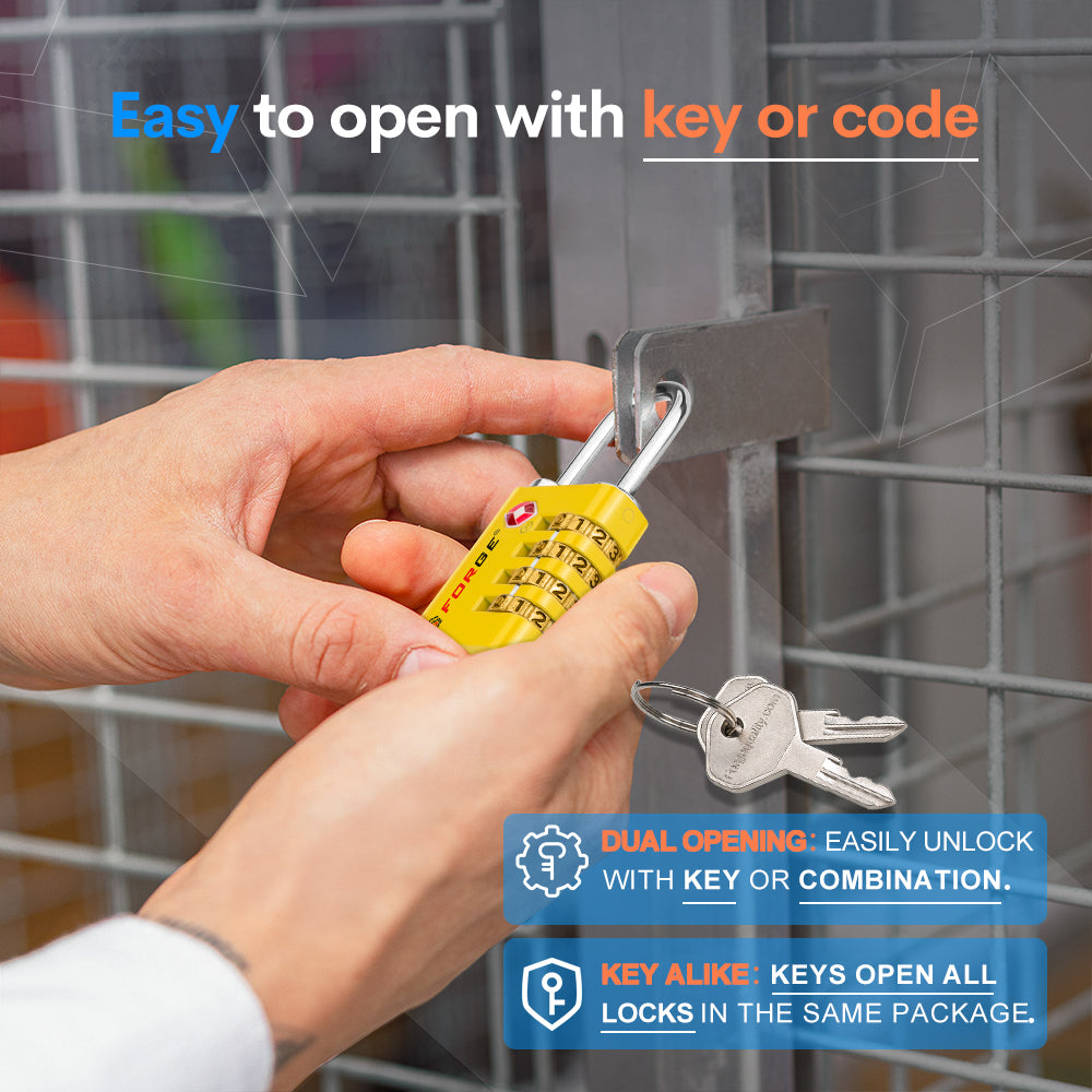 Forge Dual-Access TSA Approved Lock (Guardian series, Yellow pack)
