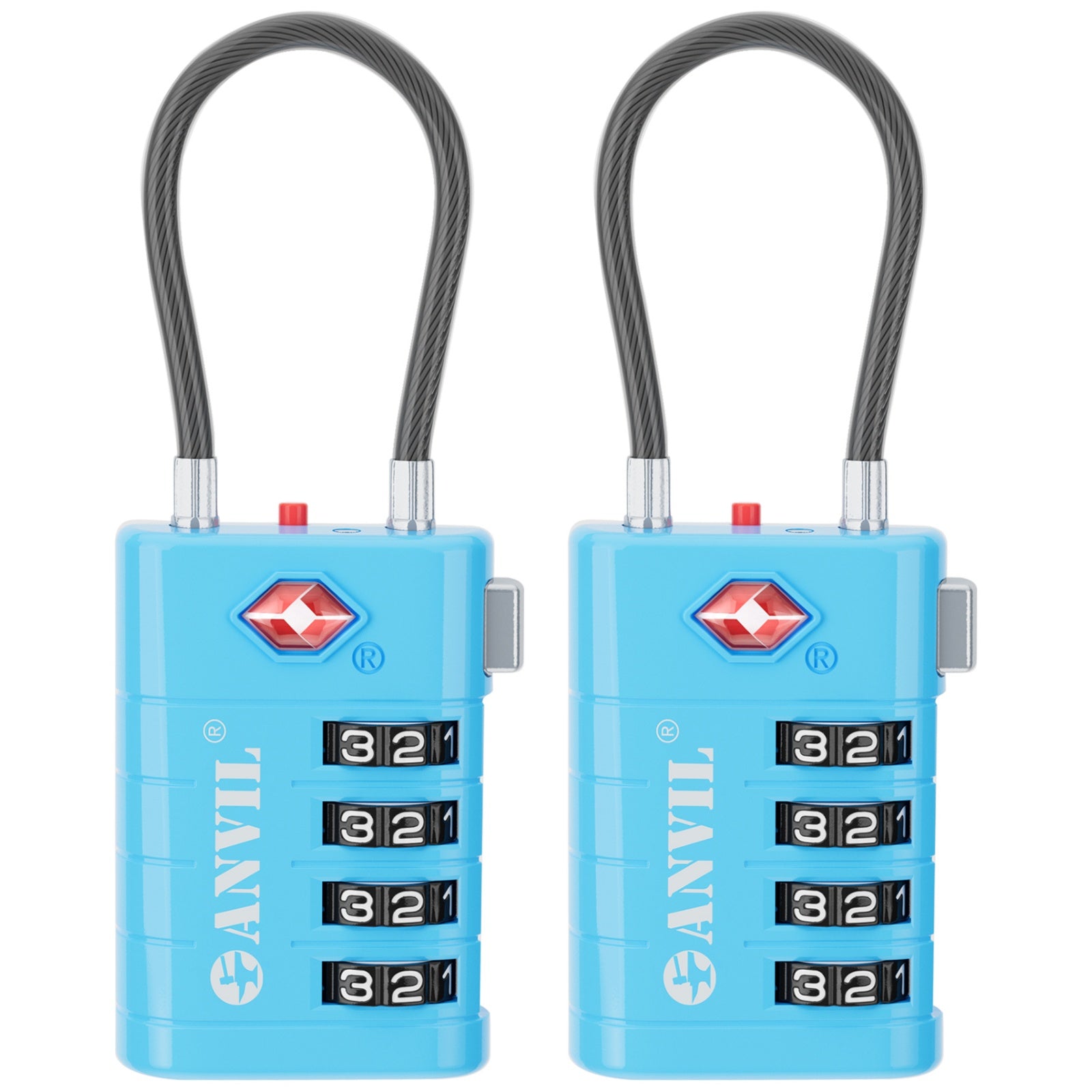 4-Digit TSA Approved Luggage Lock – TSA008 Core with Alert Indicator (Blue Pack)
