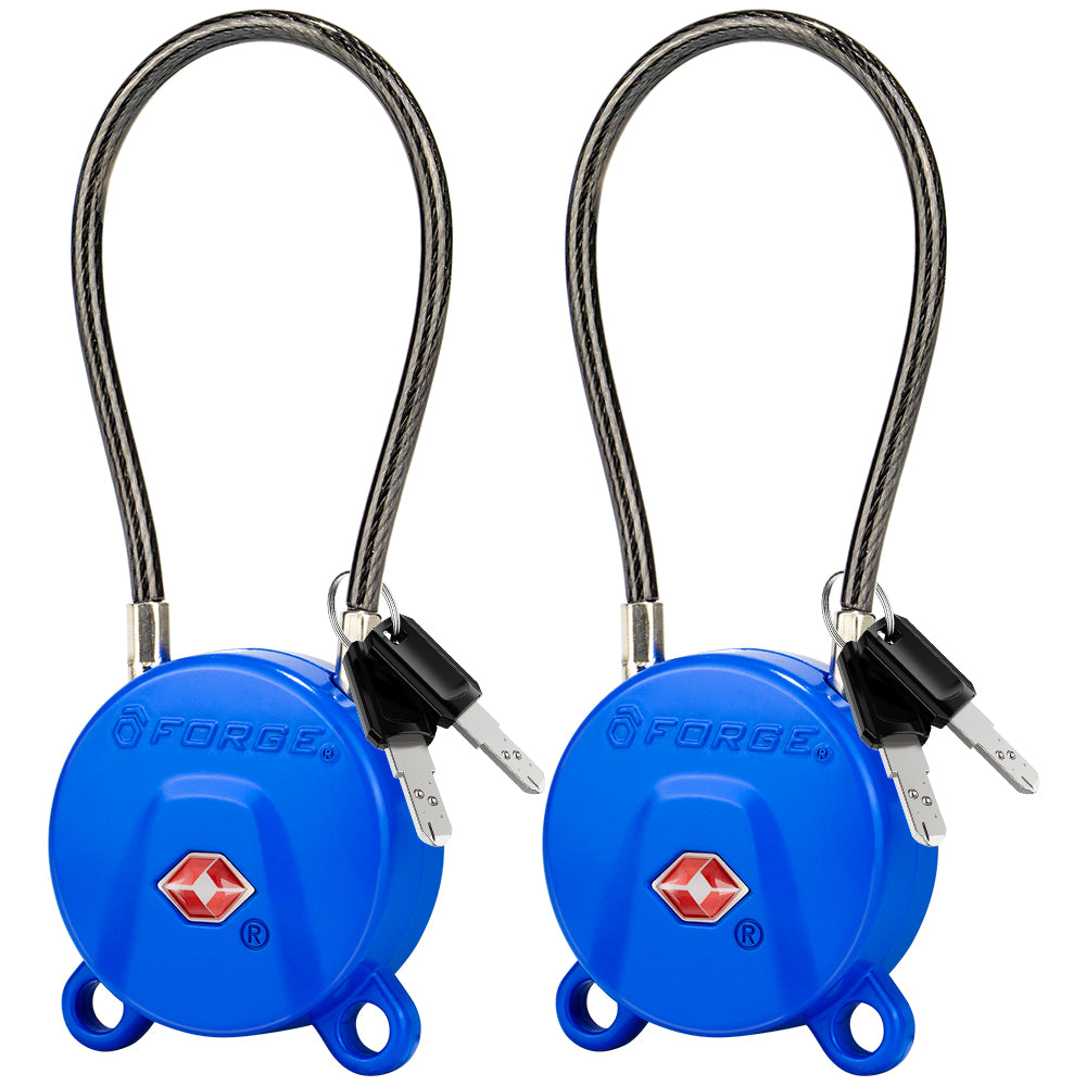 Forge TSA006 Dimple Key Cable Locks (Koala Series, Blue 2 Pack)