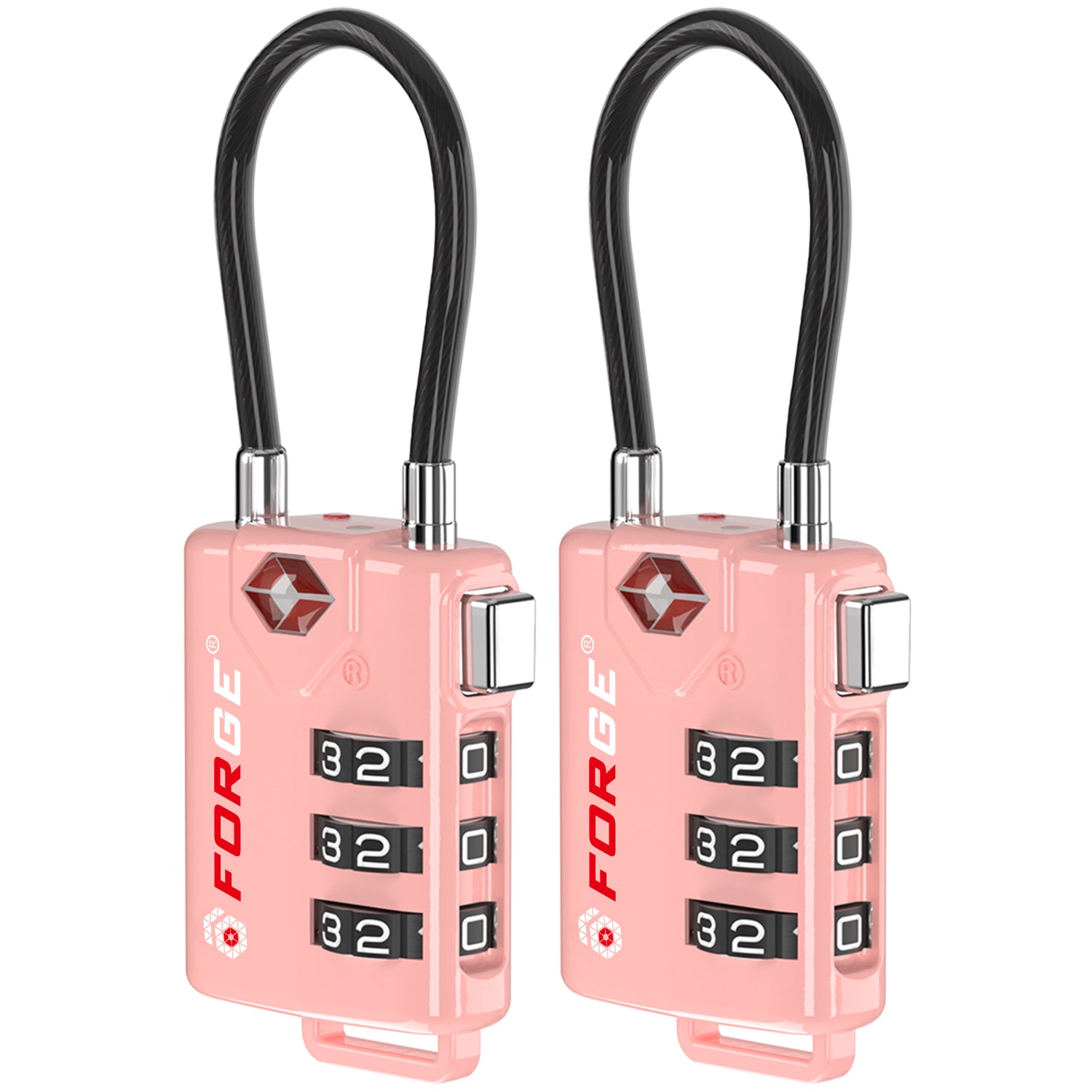 Forge TSA Approved Cable Luggage Lock with Easy-to-Read Dials (Eagle Series, Pink Pack)