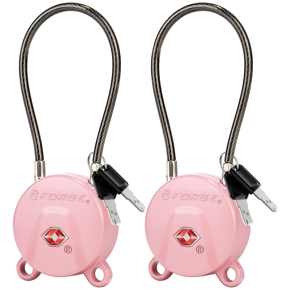 Forge TSA006 Dimple Key Cable Locks (Koala Series, Pink 2 Pack)