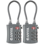 TSA Approved Cable Travel Lock – 3-Digit Combination with Zinc Alloy Body(Grey Pack) - LockSelect 