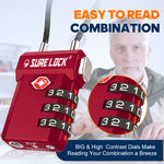 TSA Approved 3-Digit Combination Cable Lock (Red Pack) - LockSelect 