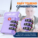 TSA Approved 3-Digit Combination Cable Lock – (Purple Pack) - LockSelect 