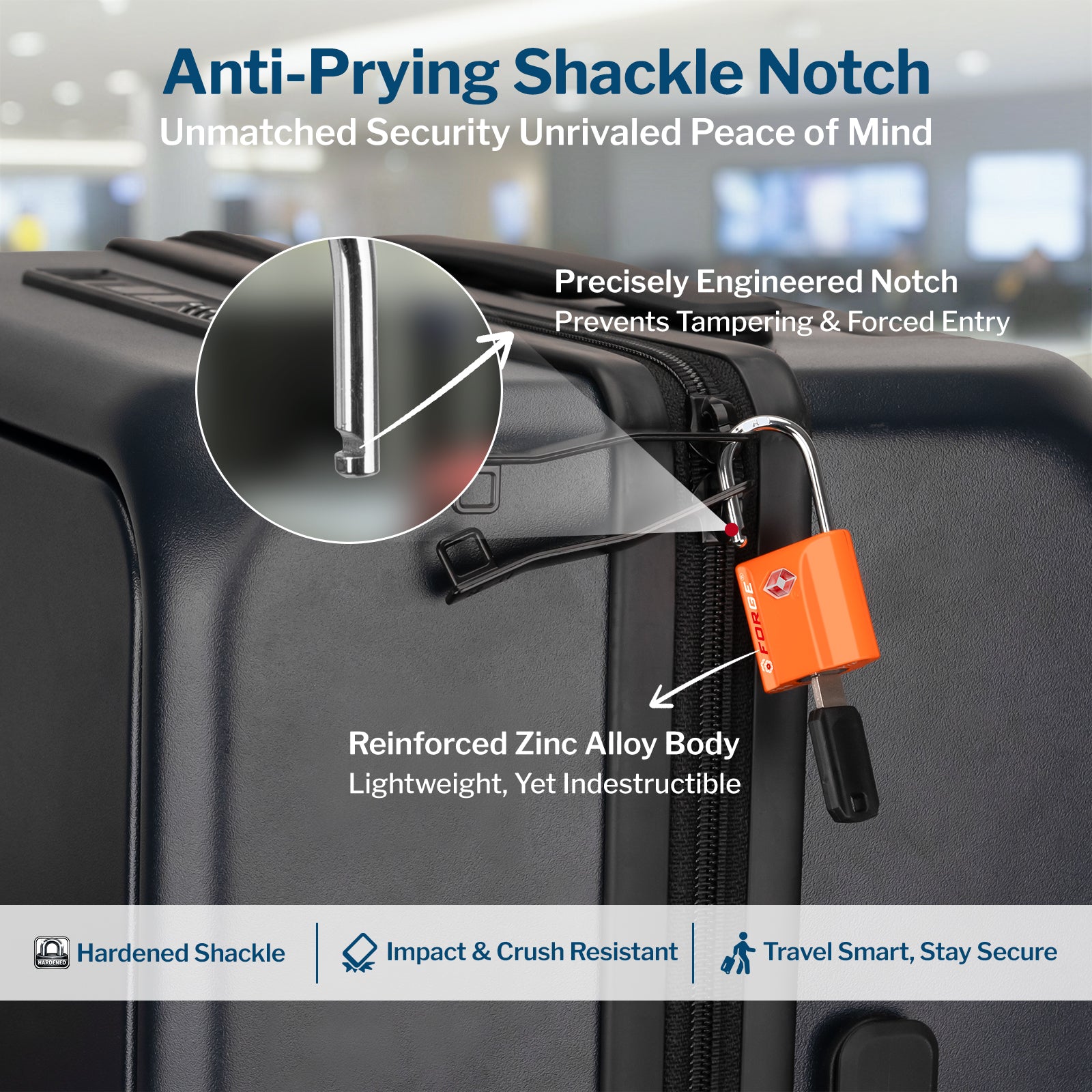 Forge TSA Approved Key Locks for Travel - Compact Alloy (OX Series, Orange Pack)