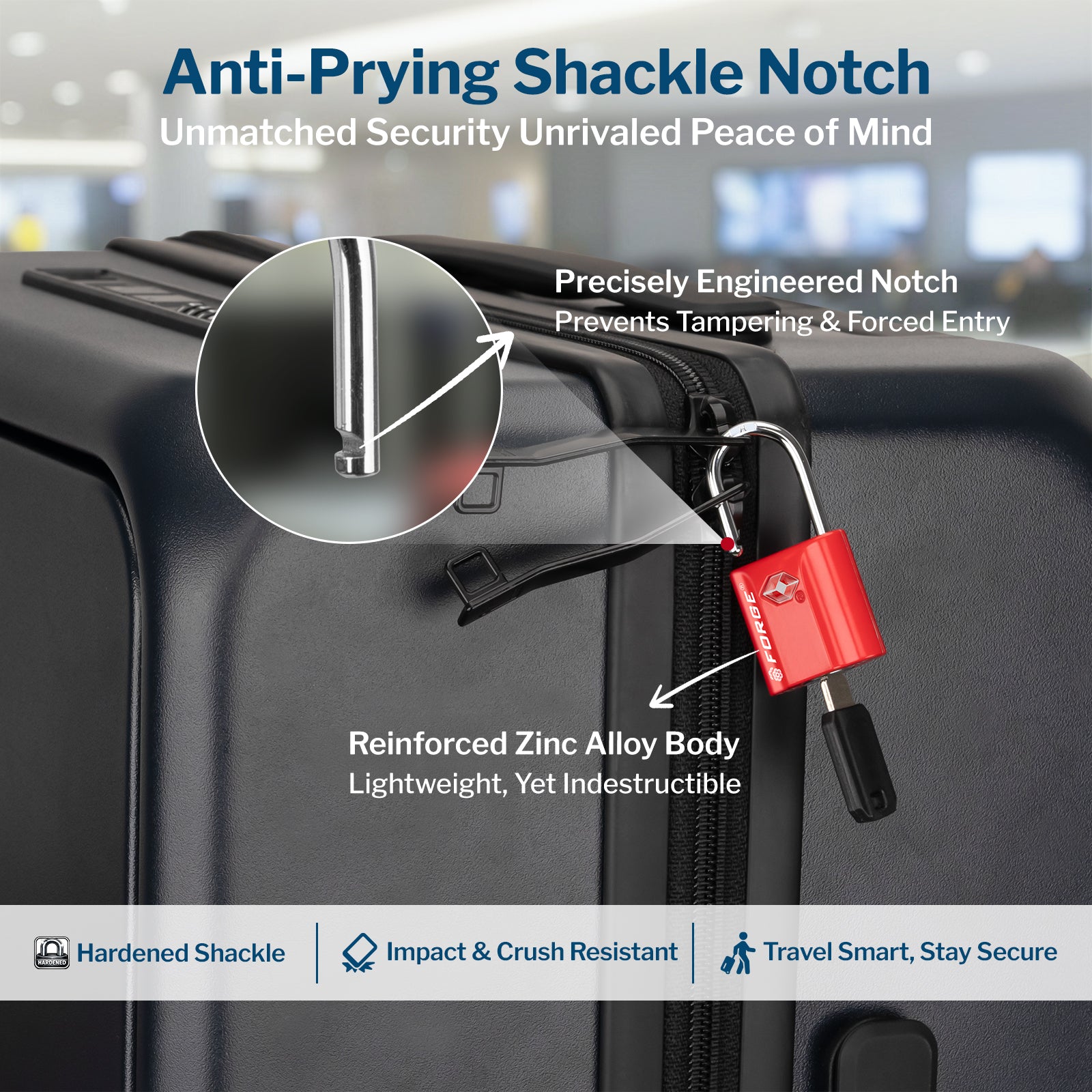 Forge TSA Approved Key Locks for Travel - Compact Alloy (OX Series, Red Pack)