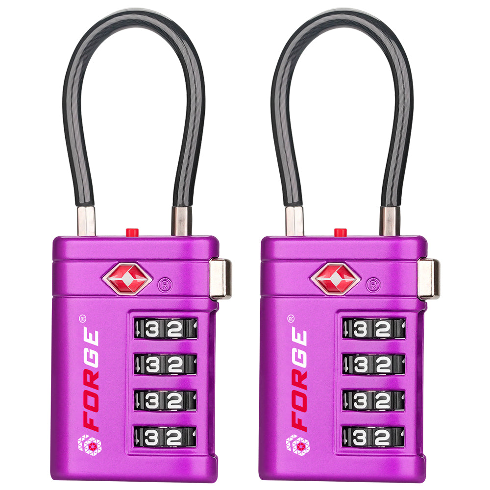 Forge TSA008 4-Digit Luggage Lock with Open Alert (Optimus Series, Purple Pack)