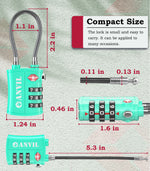 TSA Approved Cable Travel Lock – 3-Digit Combination with Zinc Alloy Body(Cyan Pack) - LockSelect 