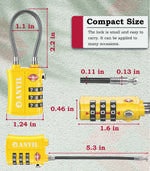 TSA Approved Cable Travel Lock – 3-Digit Combination with Zinc Alloy Body(Yellow Pack) - LockSelect 