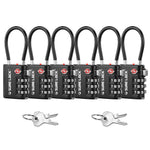 TSA-Approved 3-Digit Cable Luggage Lock with Backup Key & Open Alert (Black)