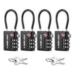 TSA-Approved 3-Digit Cable Luggage Lock with Backup Key & Open Alert (Black)