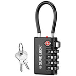 TSA-Approved 4-Digit Cable Luggage Lock with Backup Key & Open Alert (Black)