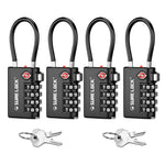 TSA-Approved 4-Digit Cable Luggage Lock with Backup Key & Open Alert (Black)