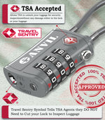 TSA Approved Cable Travel Lock – 3-Digit Combination with Zinc Alloy Body(Grey Pack) - LockSelect 