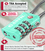 TSA Approved Cable Travel Lock – 3-Digit Combination with Zinc Alloy Body(Cyan Pack) - LockSelect 