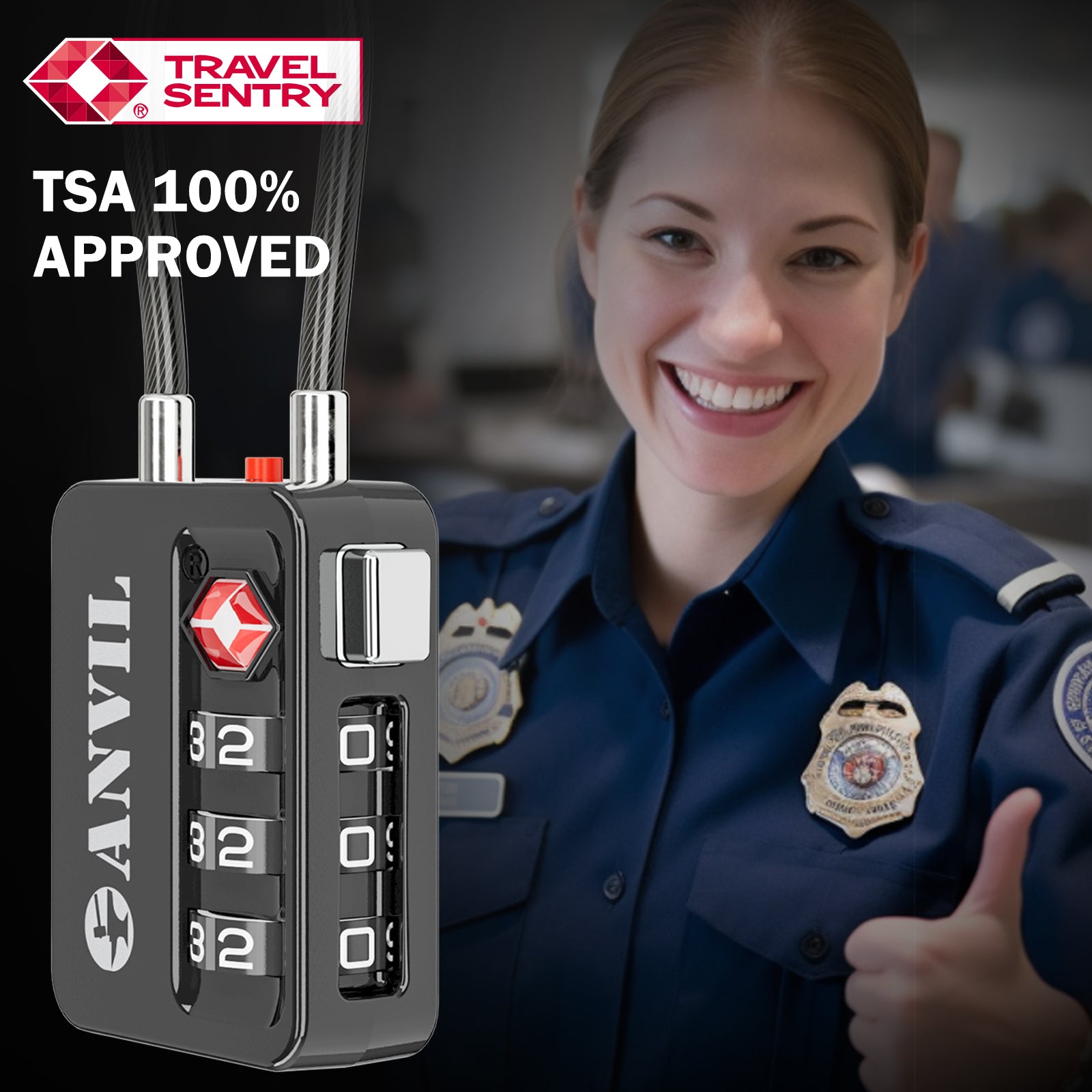 TSA Approved Luggage Lock – Combination Travel Lock (2 Pack, Black)