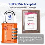 TSA 4-Digit Combination Luggage Padlock – All Metal Travel Lock (Orange Pack) - LockSelect 