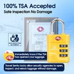 TSA Approved Luggage Lock – 3-Digit Combination Padlock with Open Alert & Easy-Read Dials (Yellow Pack) - LockSelect 