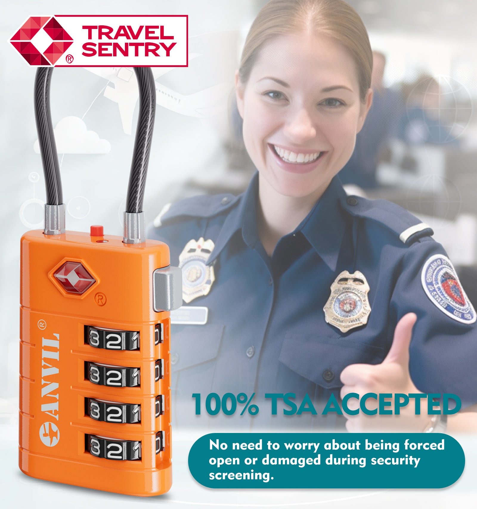 4-Digit TSA Approved Luggage Lock – TSA008 Core with Alert Indicator (Orange Pack)