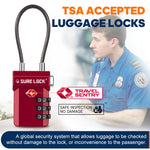 TSA Approved 3-Digit Combination Cable Lock (Red Pack) - LockSelect 