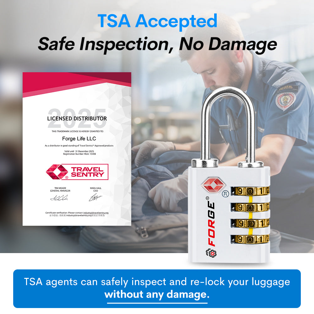 Forge Dual-Access TSA Approved Lock (Guardian series, White pack)