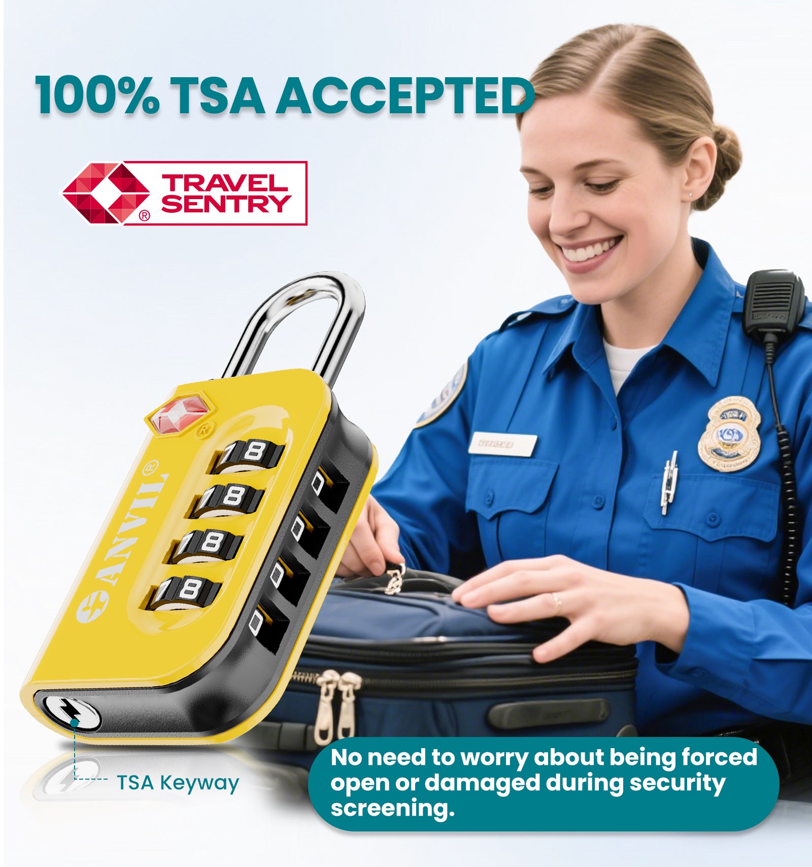 Anvil TSA Approved Luggage Lock – 4-Digit Combination (Yellow Pack) - LockSelect 