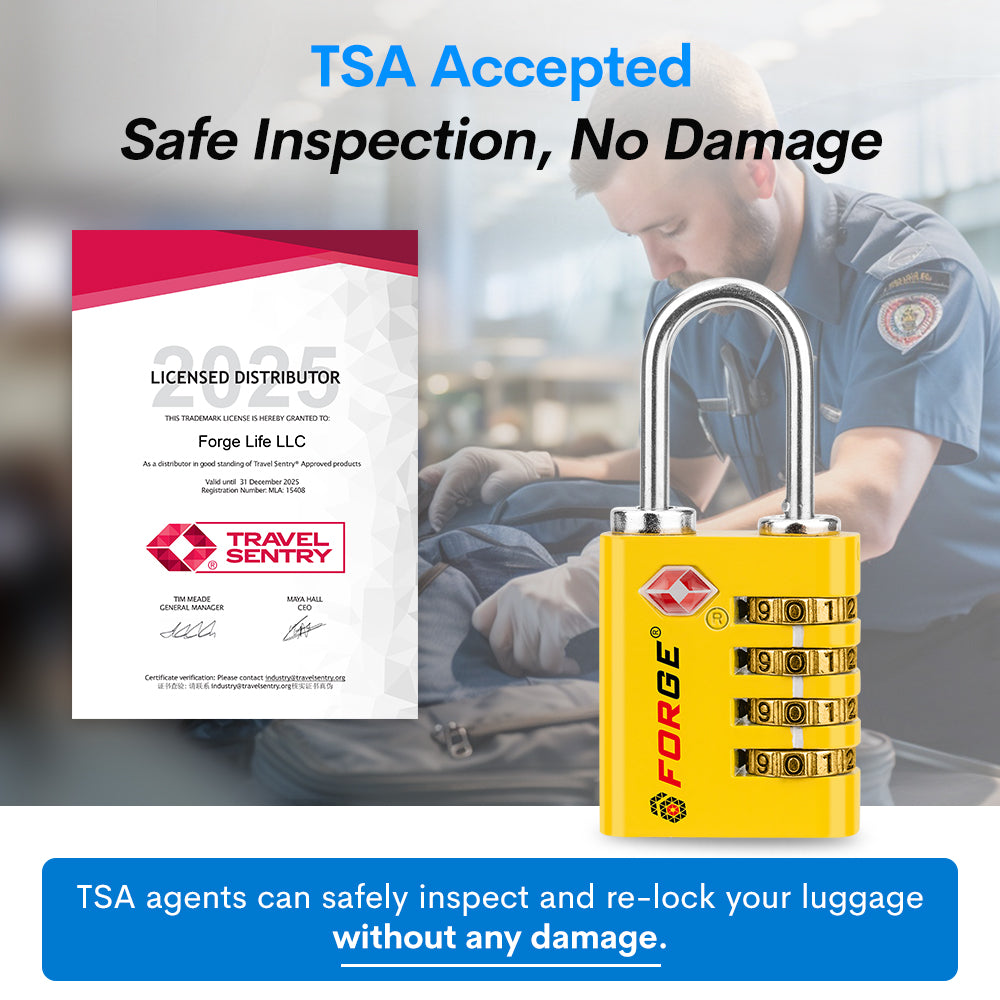 Forge Dual-Access TSA Approved Lock (Guardian series, Yellow pack)