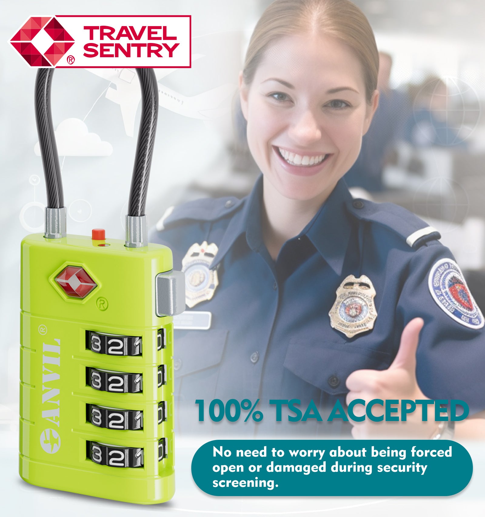 4-Digit TSA Approved Luggage Lock – TSA008 Core with Alert Indicator (Grass Green Pack)