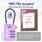 TSA Approved Luggage Lock – Combination Cable Lock with Open Alert (Purple) - LockSelect 