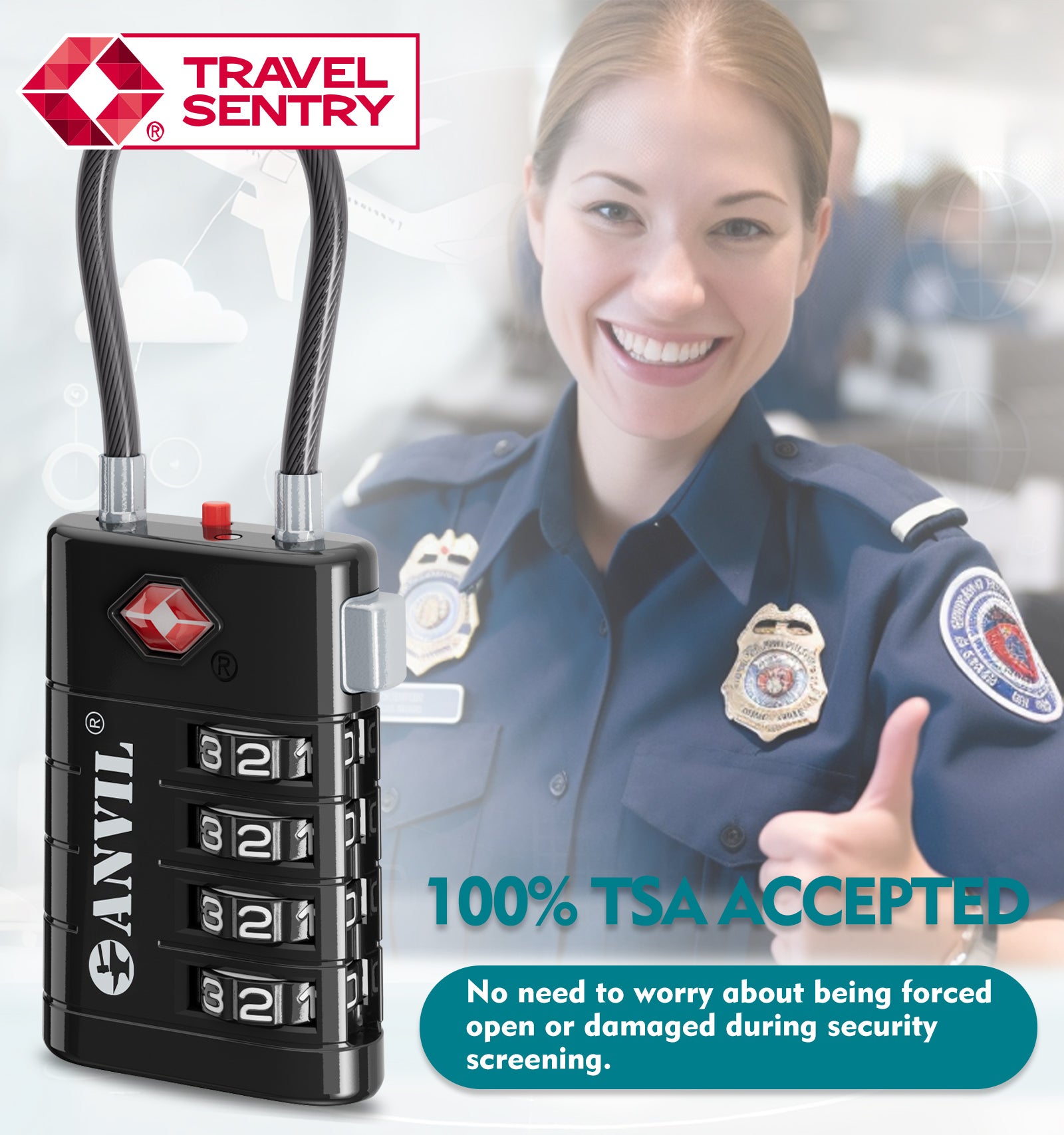 4-Digit TSA Approved Luggage Lock – TSA008 Core with Alert Indicator (Black Pack)