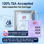 TSA Approved Luggage Lock – 3-Digit Combination Padlock with Open Alert & Easy-Read Dials (Purple Pack) - LockSelect 
