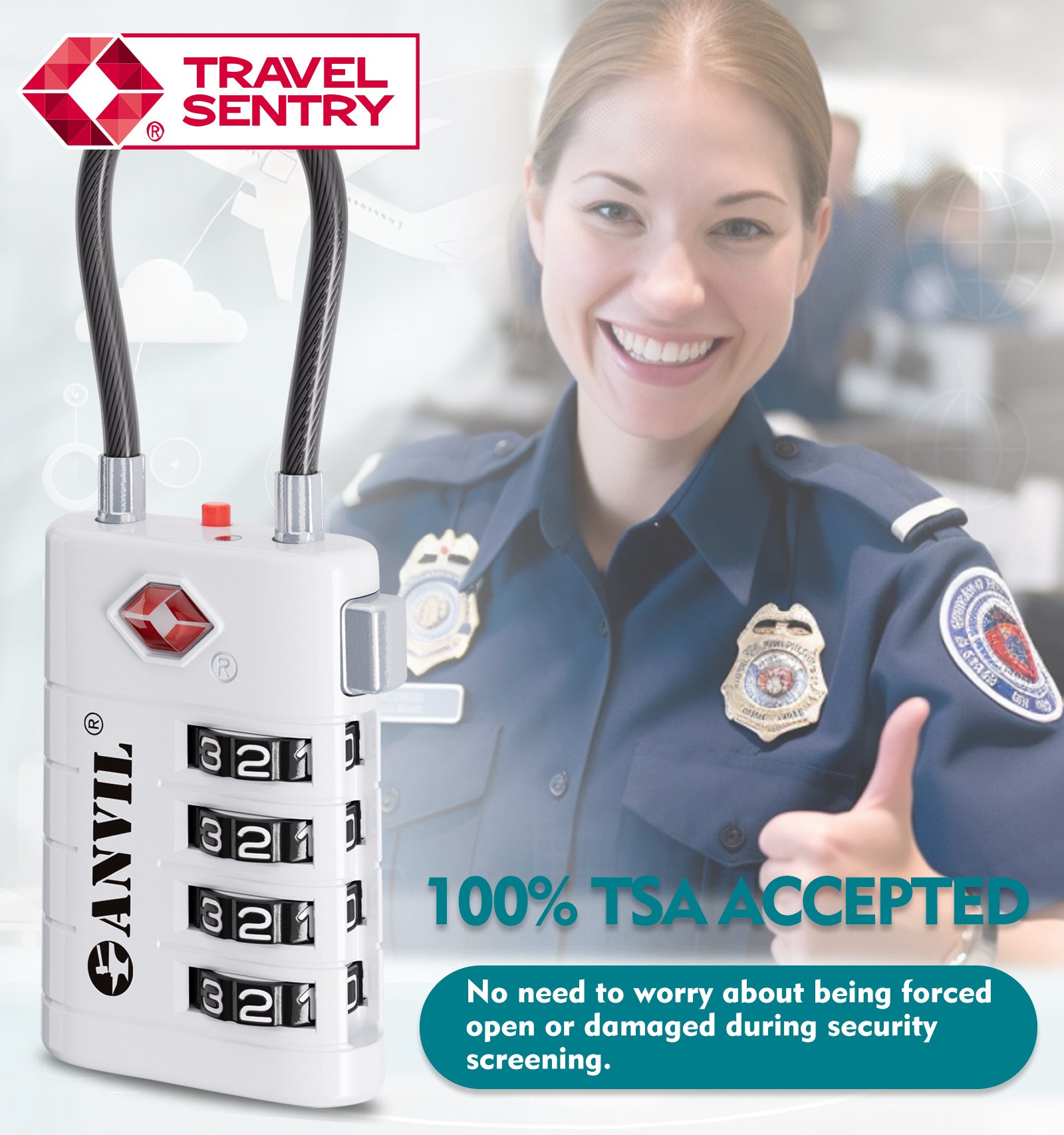 4-Digit TSA Approved Luggage Lock – TSA008 Core with Alert Indicator (White Pack)