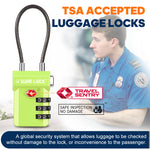 TSA Approved 3-Digit Combination Cable Lock (Green Pack) - LockSelect 