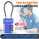 TSA Approved 3-Digit Combination Cable Lock (Blue Pack) - LockSelect 