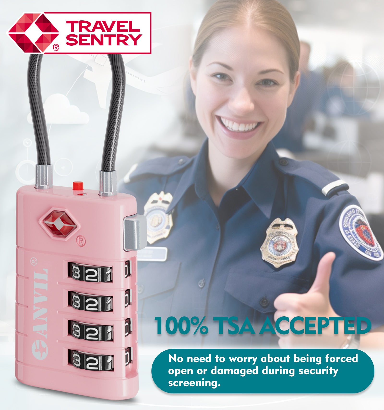 4-Digit TSA Approved Luggage Lock – TSA008 Core with Alert Indicator (Pink Pack)