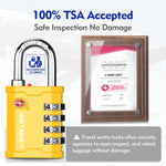 TSA Accepted 4-Digit Heavy Duty Combination Luggage Padlock – All Metal Travel Lock (Yellow Pack) - LockSelect 