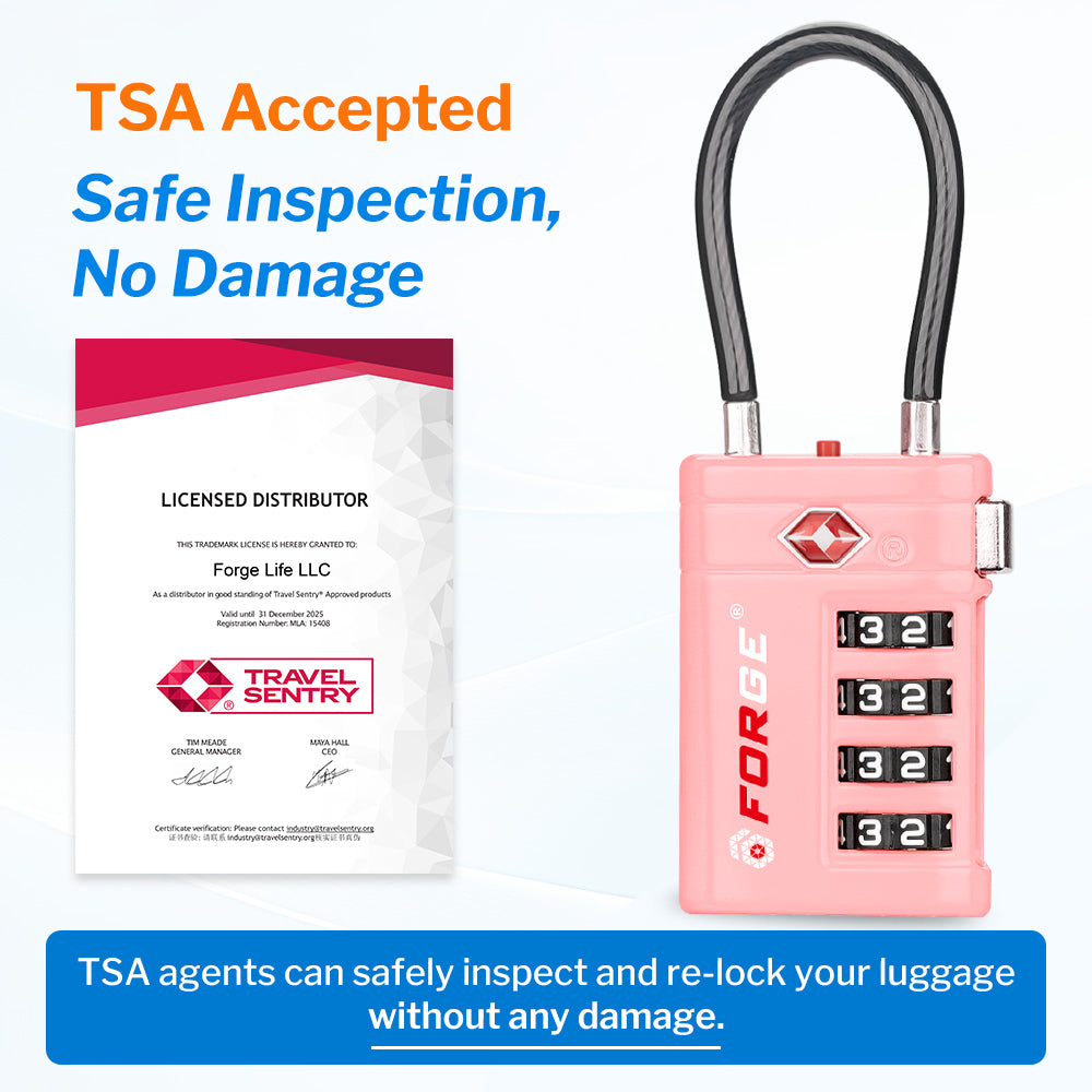 Forge TSA008 4-Digit Luggage Lock with Open Alert (Optimus Series, 4 Colors Pack #2)