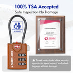 TSA Combination Cable Luggage Lock – Open Alert, Easy-Read Dials (Brown Pack) - LockSelect 